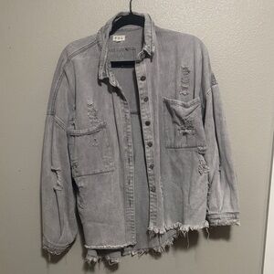 Distressed Gray Denim Jacket